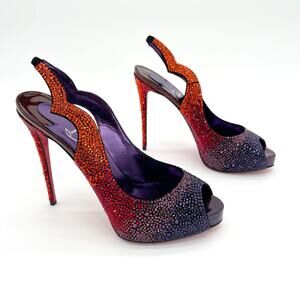 Christian Louboutin Hot Chick Ombre Strass Limited Edition Slingback Pumps EU 40